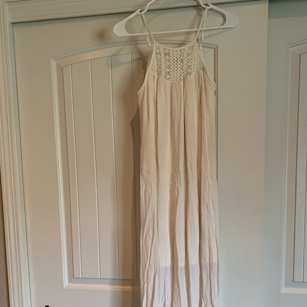 Mossimo Cream Flowy Dress with Crochet Detail